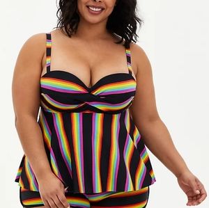 TORRID SIZE 2 STRIPED MULTIWAY SWIM TANKINI TOP